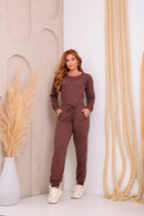 Pijama Longo em Lanzinha Marrom Aero Look - Serela