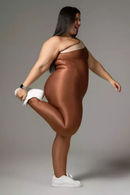 Macacão Bicolor Compressão Cinza Ferrugem e Areia Serela - Coleção Corpo Livre - Silhouette