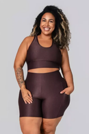 Short Bolso + Top Jéssica Compressão Café Serela - Coleção Corpo Livre -  Fluidité