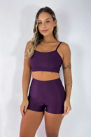 Short Cross Bolso + Top  Compressão Mirtilo Serela - Coleção Corpo Livre - Provocante Sport