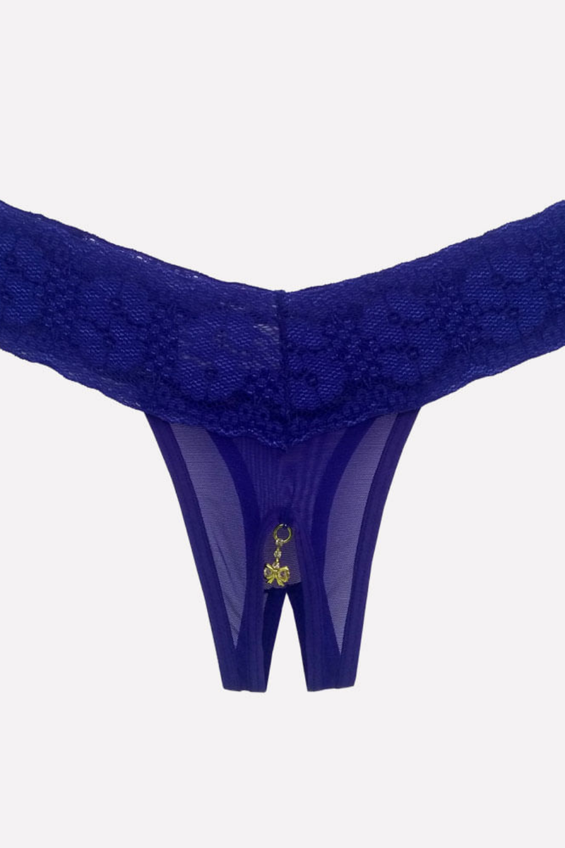 Fio Aberto  em Tule Renda e Biju Azul