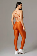 Macacão Compressão Terracota Serela - Coleção Corpo Livre - Délicate Force