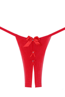 Fio Aberto em Tule Dobrado com Laços de Cetim  Vermelho