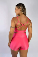 Short Cross Bolso + Top Compressão Chiclete Serela - Coleção Corpo Livre - Harmonie