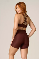 Short Recorte + Top Compressão Café Serela - Coleção Corpo Livre - Allure Sport