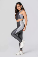 Legging Fang + Top Bicolor Compressão Grafite e Silver Candy  Serela - Coleção Corpo Livre - Sculpt