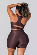 Short Bolso + Top Jéssica Compressão Café Serela - Coleção Corpo Livre -  Fluidité