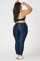 Legging Duo + Top Bicolor Compressão Azul Marinho e Pistache Serela - Coleção Corpo Livre - Désir Active