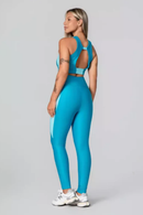 Legging Fang + Top Bicolor Compressão Azul Capri e Ciano Serela - Coleção Corpo Livre - Sculpt