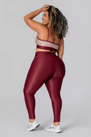 Legging Clássica + Top Kim Bicolor Compressão Marsala e Areia Serela - Coleção Corpo Livre - Magnétique