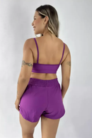 Short Elástico + Top Suplex Poliamida Ametista Serela - Coleção Corpo Livre - Audacieuse