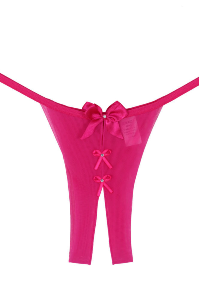 Fio Aberto em Tule Dobrado com Laços de Cetim Pink