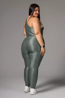 Macacão Bicolor Compressão Cinza Acqua e Off-White Serela - Coleção Corpo Livre - Silhouette