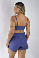 Short Elástico + Top Suplex Poliamida Roxo Serela - Coleção Corpo Livre - Audacieuse