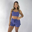 Short Elástico + Top Suplex Poliamida Roxo Serela - Coleção Corpo Livre - Audacieuse