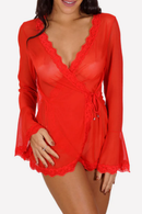 Robe de Luxo em Tule com Transparência Vermelho Serela Coleção - Mystère Rouge