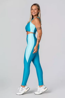 Legging Fang + Top Bicolor Compressão Azul Capri e Ciano Serela - Coleção Corpo Livre - Sculpt