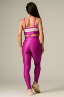 Legging Fang + Top Bicolor Compressão Fúcsia e Roxo Claro Serela - Coleção Corpo Livre - Belle Forme