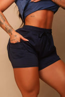 Short Duplo Com Bolso Preto Serela - Coleção Corpo Livre - Tentación Sport