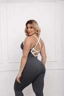 Macacão Fitness Serela Cinza - Coleção Corpo Livre - Rouge Mouvement
