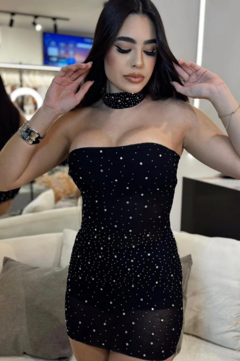 Vestido Lurex e Strass Coleção Serela - Sedução em Rede - Glamour