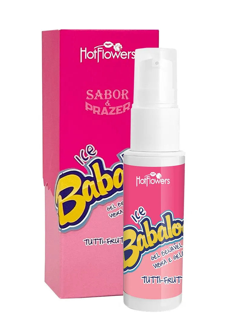 Babaloo Ice Gel Beijável Tutti Frutti Vibra e Gela 15g Hot Flowers