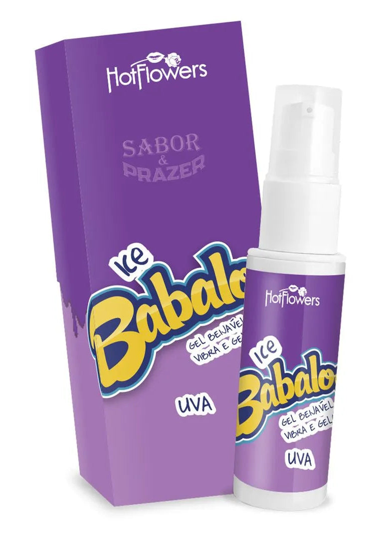 Babaloo Ice Gel Beijável Uva Vibra e Gela 15g Hot Flowers