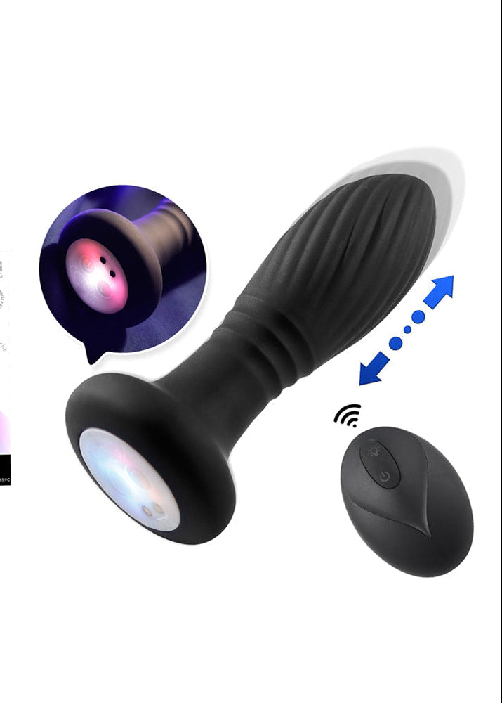 Plug Anal LED Com 10 Modos de Vibração e movimetos de Vai e Vem, e Controle Remoto sem Fio Serela Coleção – Prazer Tech  – Fleur Vibrante