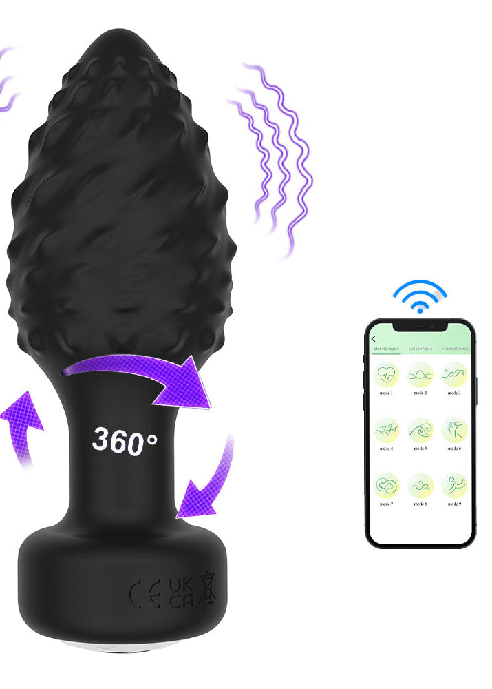 Plug Anal em Silicone com 10 Modos de Vibração,10 Modos de Rotação e Controle por Aplicativo Serela Coleção – Prazer Tech  – Velours Intime