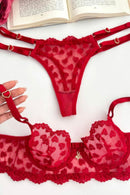 Conjunto Coleção Serela - Coração Que Ama - Sem Bojo Strappy Vermelho