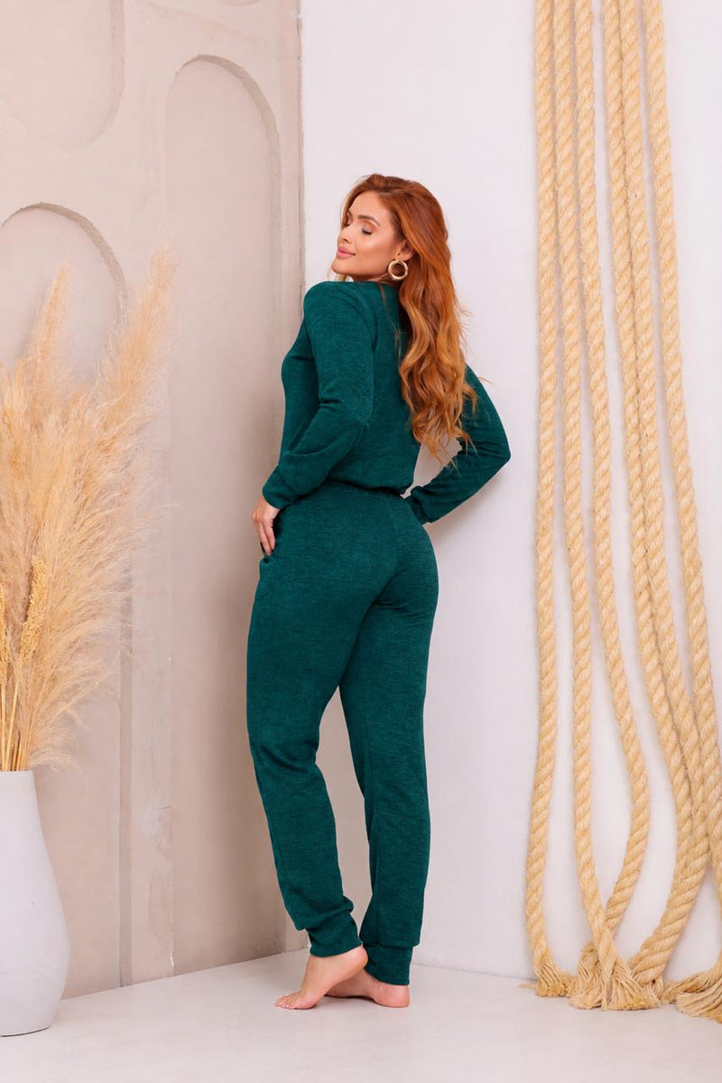 Pijama Longo em Lanzinha Verde Aero Look - Serela