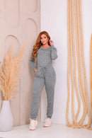 Pijama Longo em Lanzinha Cinza Aero Look - Serela