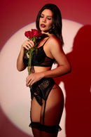Conjunto Sem Bojo e Cinta Liga Preto Serela Coleção - Sem Pudor - Élégance Parisienne