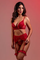 Conjunto Sem Bojo e Cinta Liga Vermelho Serela Coleção - Sem Pudor - Élégance Parisienne (Cópia)