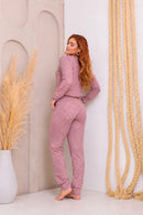 Pijama Longo em Lanzinha Rosa Aero Look - Serela