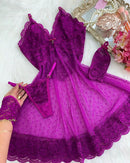 Camisola em Renda e Tule de Corações Fucsia - Serela