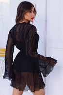 Robe Tule e Renda Serela Coleção - Noites Quentes - Lever Black